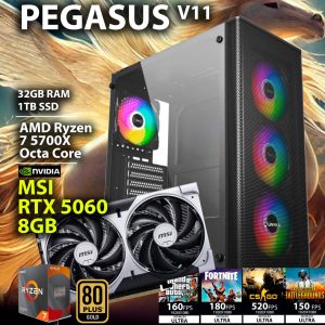 COMPUTADOR GAMING – AMD Ryzen 7 5700X / RTX 5060 8GB / 32GB RAM / 1TB SSD – CHIP7 Pegasus V11