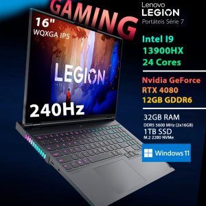 Portátil Lenovo Legion Pro 7 16IRX8H-869 – I9 13900HX / 32GB RAM / 1TB SSD / 16″ 2.5K 240HZ / RTX 4080 12GB / Windows 11 Home
