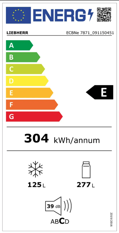 Etiqueta Energética do Produto