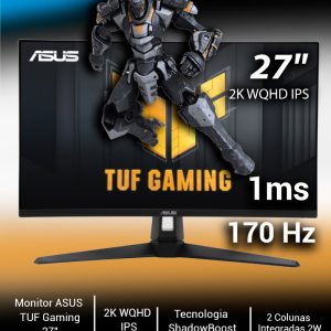 Monitor ASUS – 27″ 2K Quad HD Wide / 170Hz / 1ms / ShadowBoost / HDR – TUF Gaming VG27AQA1A
