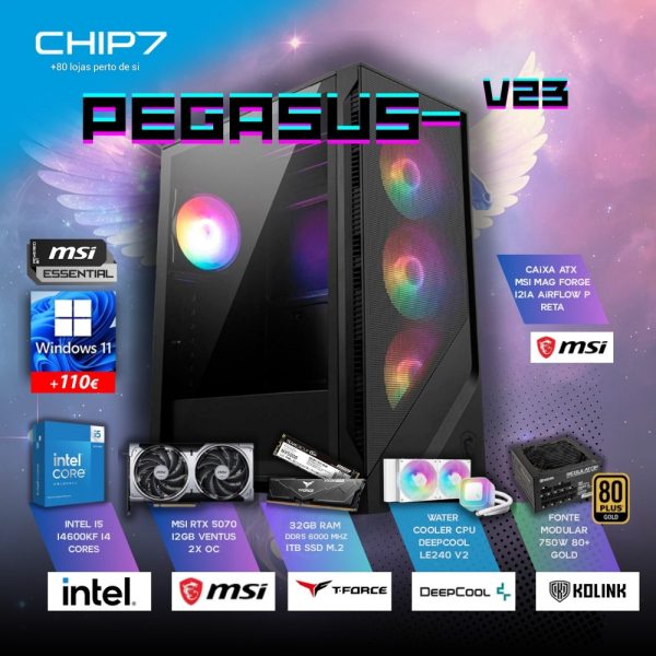 COMPUTADOR GAMING – Intel I5 14600KF / NVIDIA RTX 5070 12GB / 32GB RAM / 1TB SSD – CHIP7 PEGASUS V23